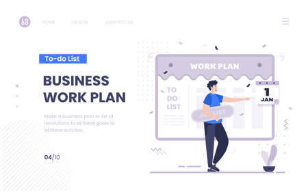 Business workplan concept on landing page templateのイラスト素材