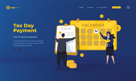 Tax day illustration or submit annual tax report conceptのイラスト素材