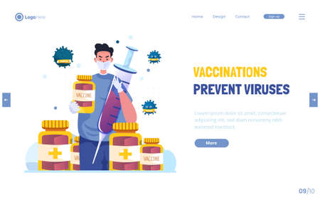 Vaccination flat design to prevent virusのイラスト素材