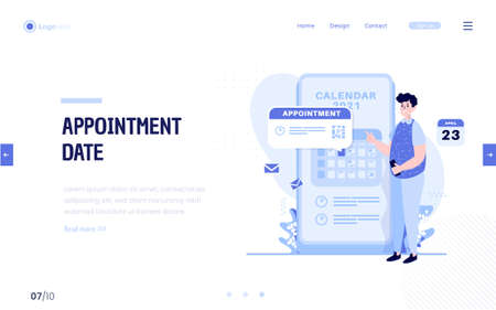 A man makes an appointment on mobile calendar illustration conceptのイラスト素材