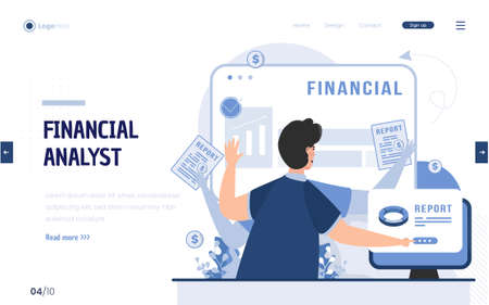 Financial analyst with multitasking illustration conceptのイラスト素材