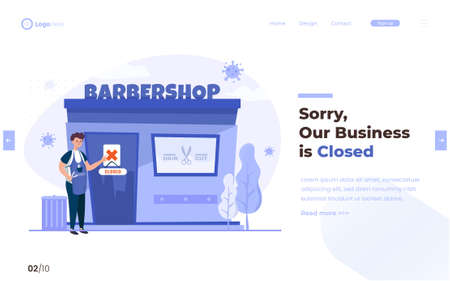 Business barbershop is closed pandemic effect illustrationのイラスト素材