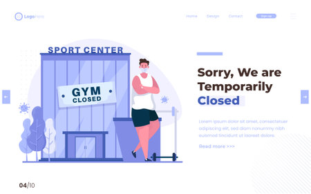 Sport center closed during pandemic covid-19 illustration conceptのイラスト素材
