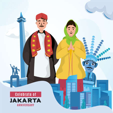 Flat design Jakarta anniversary greetingsのイラスト素材