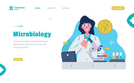 Flat design of a microbiology researcher illustrationのイラスト素材