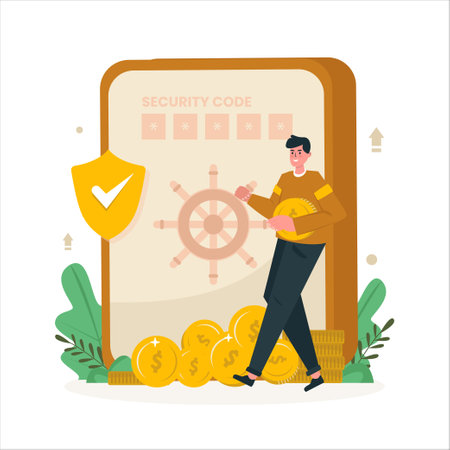 Secure money savings flat illustrationのイラスト素材