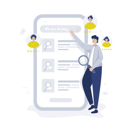 Job vacancy open online recruitment illustrationのイラスト素材