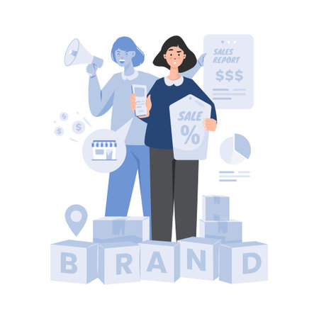 Brand marketing multitasking illustration conceptのイラスト素材