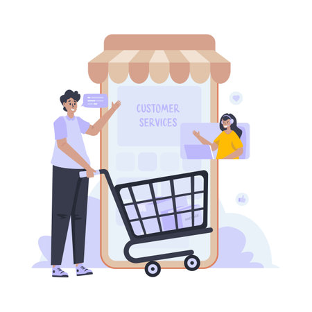 Online store customer services vector illustrationのイラスト素材