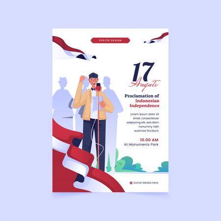 Proclamation of Indonesian independence day illustration on poster design