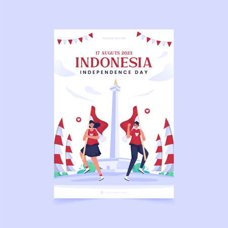 Indonesian independence day celebration on poster designのイラスト素材