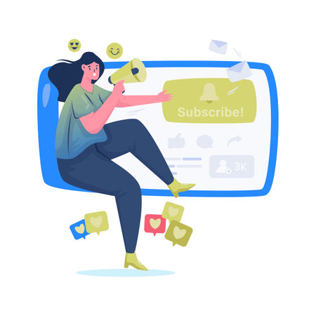 Subscribe us notification social media channel flat illustrationのイラスト素材