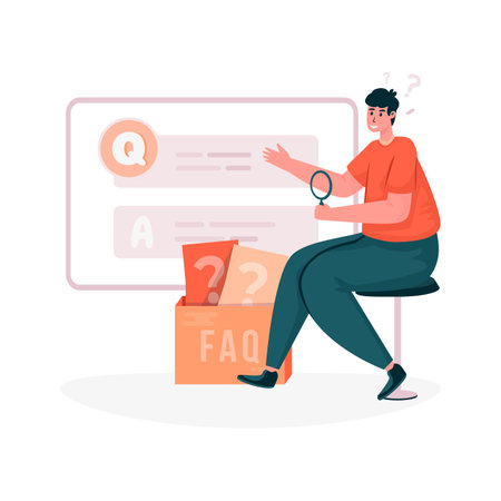 Online question illustration for FAQ website pageのイラスト素材
