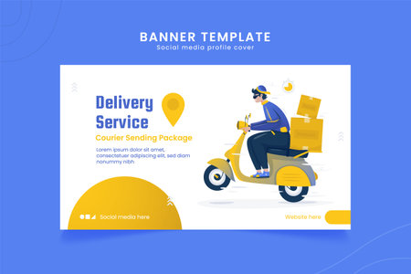 Delivery service on horizontal banner cover templateのイラスト素材