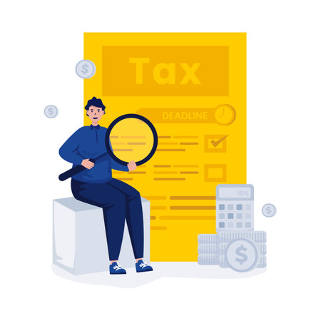 A man reminds tax reporting deadline flat illustrationのイラスト素材