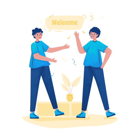 Welcome greetings meet friend teammate vector illustrationのイラスト素材
