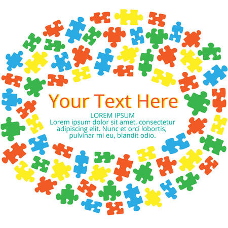 Text box with a frame of color puzzlesのイラスト素材