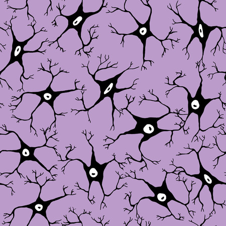 Seamless pattern of nerve cells in blackのイラスト素材