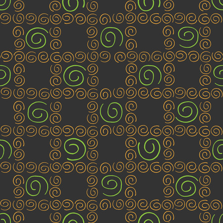 Seamless pattern colorful curlicues on broun backgroundのイラスト素材