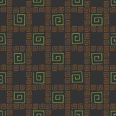 Seamless pattern colorful curlicues on broun backgroundのイラスト素材