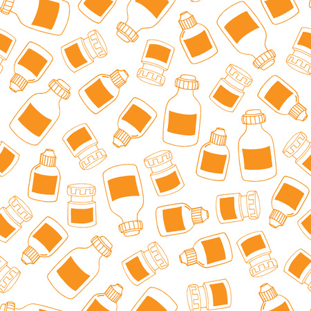 Seamless pattern of medical elements orange colorのイラスト素材