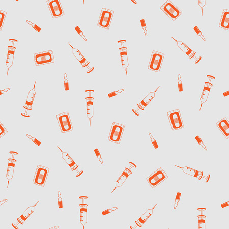 Seamless pattern of medical elements red colorのイラスト素材
