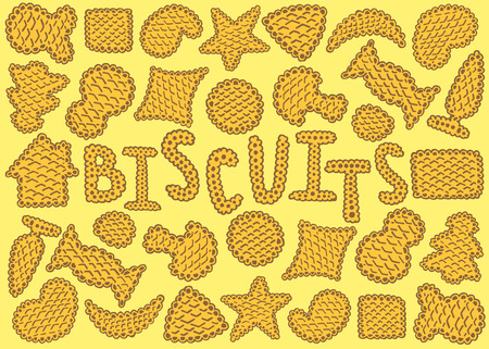 Illustration of different cookies biscuits with textのイラスト素材