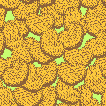 Seamless pattern of cookies biscuits on green backgroundのイラスト素材