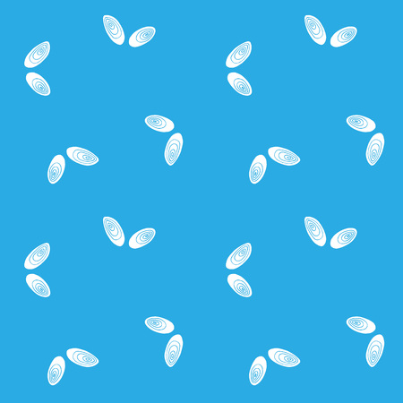 Seamless pattern white shells mussels flowers on blueのイラスト素材