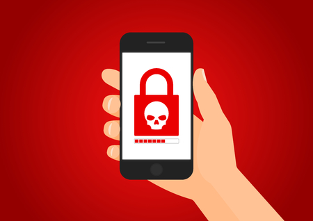 Smartphone infected by ransomware virus stock illustrationの写真素材