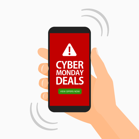 Cyber Monday alert on phone illustration.のイラスト素材
