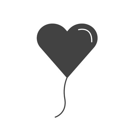 Heart balloon love romantic flat icon Isolated on white background. Vector illustration.のイラスト素材