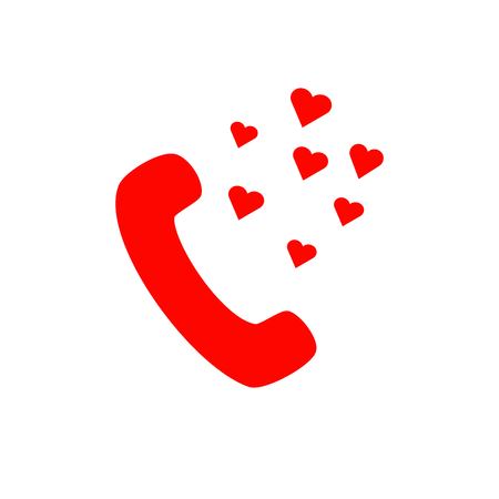 Flat icon Love Comes Out From Phone.Vector illustration.のイラスト素材