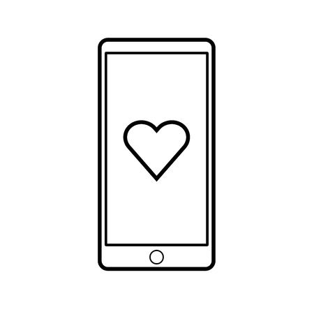 Line icon smart phone valentine. Vector illustration.のイラスト素材