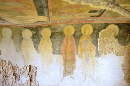 Frescoes in Rock-Hewn Churches of Ivanovo In the valley of the Roussenski Lom River, complex of rock-hewn churches, chapels, monasteries and cells, Bulgariaのeditorial素材