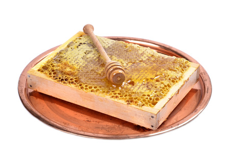 fresh honeycombs isolated on white background 