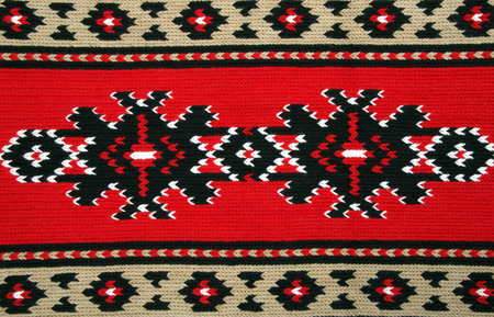 traditional materials and bulgarian embroidery red tint