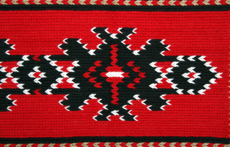 traditional materials and bulgarian embroidery red tint