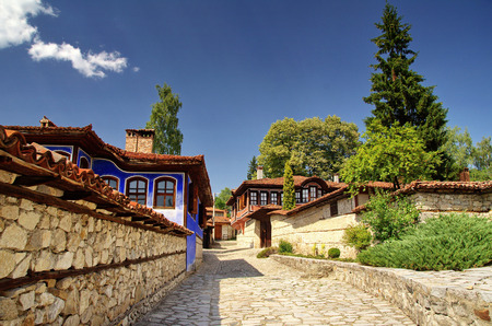 A traditional old house in Koprivshtitsa, Bulgaria, . Koprivshtitsa is one of the hundred tourist places of the Bulgarian Tourist Union のeditorial素材