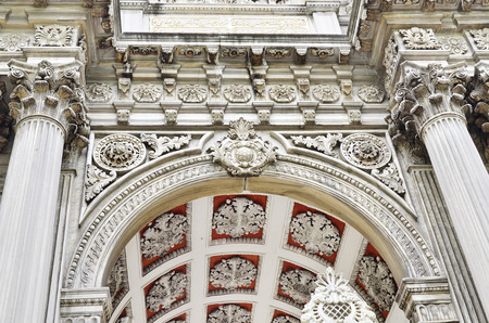 Details of Baroque Architecture at Dolmabahce Palace in Istanbul (Turkey) .Floral patterns carved into stone . のeditorial素材