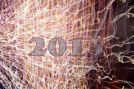 Colorful fireworks of various colors over night sky,New Year 2015