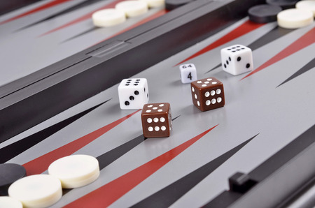 Leisure: board games backgammon with chips and diceの写真素材