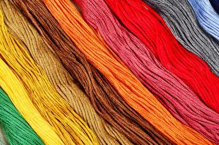 Multi-colored cotton threads for the backgroundの写真素材