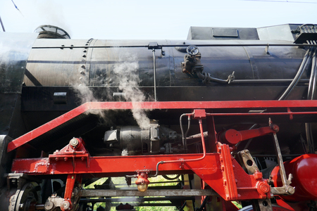 Steam locomotive detail on rails