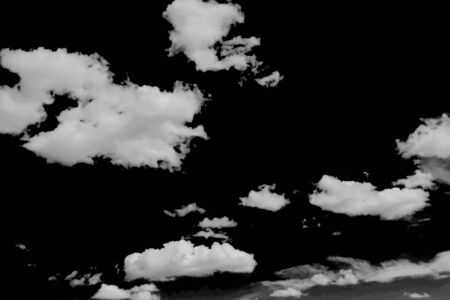 Set of isolated clouds over black. Design elementsの写真素材