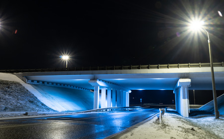 road dark highway bridgeの写真素材