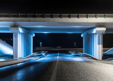 road dark highway bridgeの写真素材