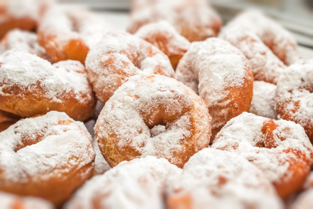 Donuts with powdered sugarの写真素材