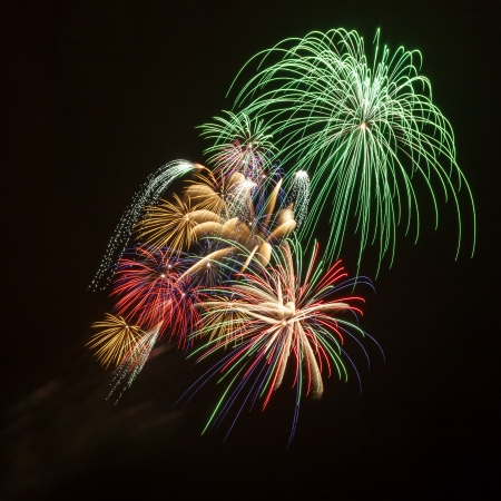 Fireworks on black skyの写真素材