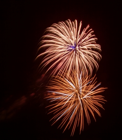 Fireworks on black skyの写真素材